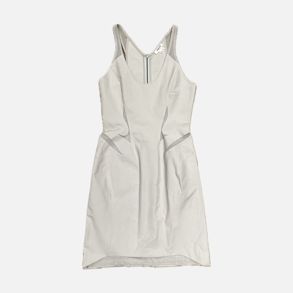 Helmut Lang Bodycon Mini Dress Womens 6 Light Grey Mesh Cutouts